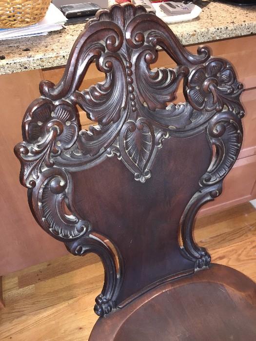 carved wood medallion back chair