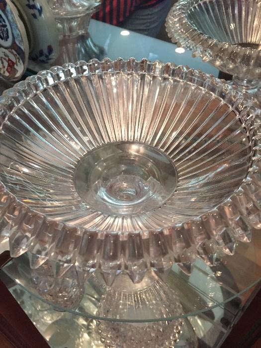 Antique glass footed center bowl