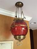 Cranberry glass lamp