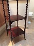 Antique Spiral-Twist or Barley-twist Plant Stand with capped metal feet