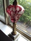 Cranberry glass table lamp