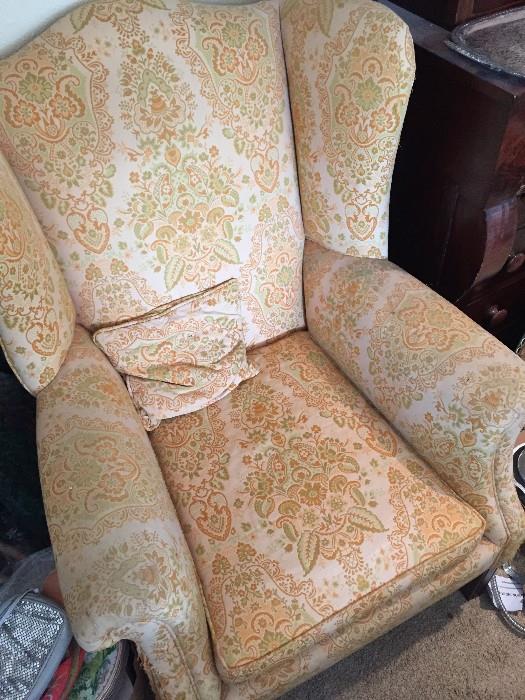 Upholstered wing back chair