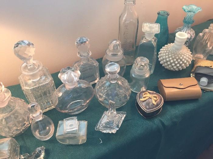 Vintage glass and stoppered bottles