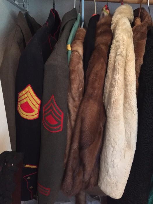 Vintage uniforms and fur jackets