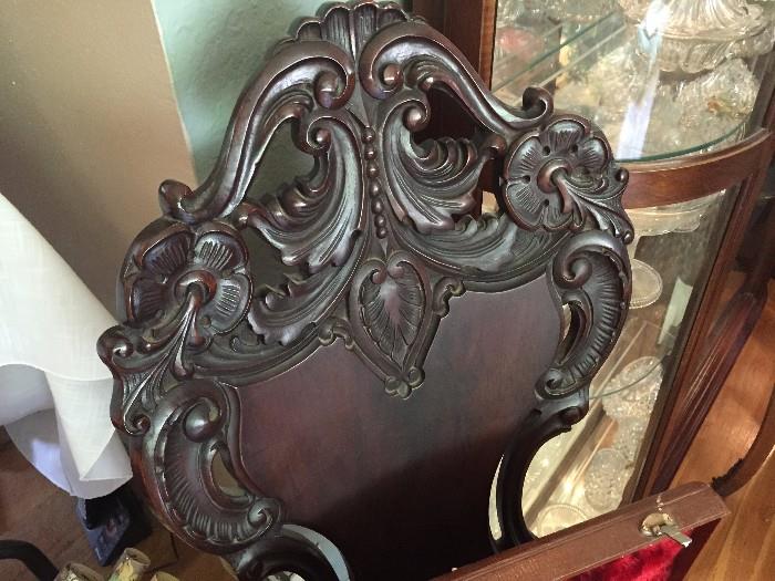 Carved wood medallion back chair