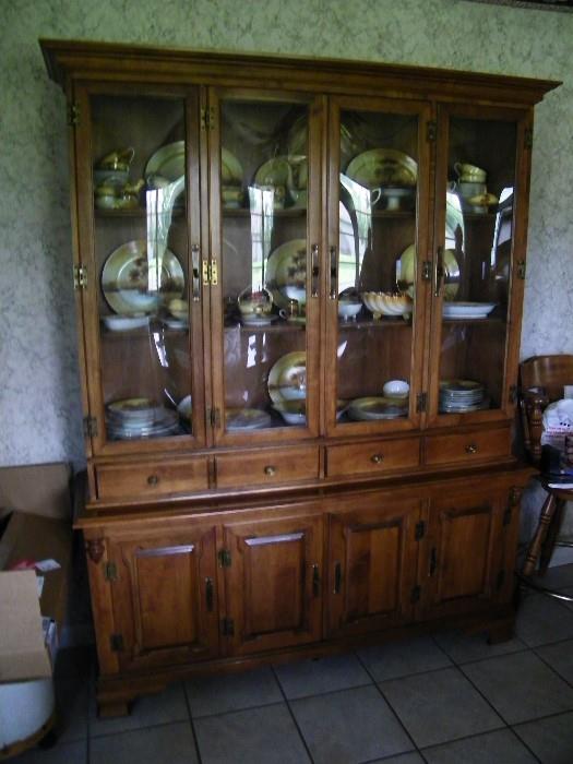 Tell City American Republic Hard Maple 60" Buffet with 4  bottom doors  Crown Glass 4 Door Top with 4 drawers 16" deep  75" Tall