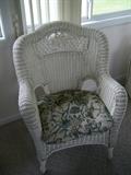 White Wicker Arm Chair