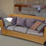 Gorgeous high back wicker sofa with iron frame, a wide variety of accent pillows (most not shown)