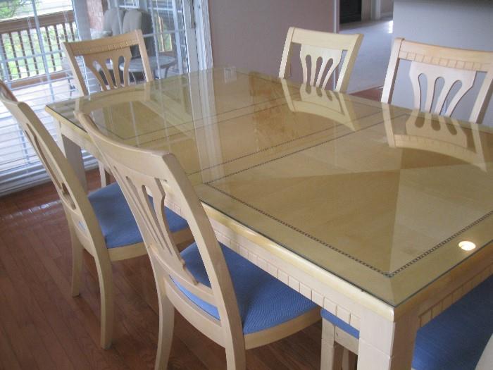 Blonde table with 6  chairs and one leaf - $295