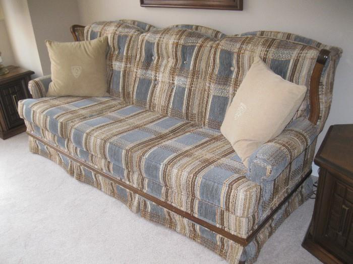 blue & tan sofa - $30