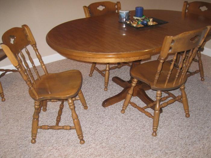 Maple table with chairs and leaf - $95