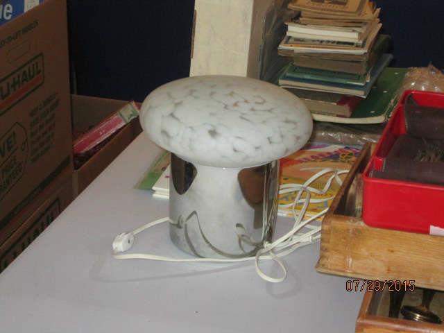 Mushroom lamp with chrome base