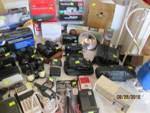 Calculators, binoculars, radios