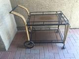 Wicker Tea/Serving cart with top and bottom smoked glass shelves