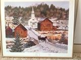 Artwork  "Over The Hill We Go"     Watercolor,    Metal frame  Artist is Bill Breedon