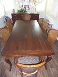 WEST VIRGINIA CHERRY TABLE IS DISTRESSED. 8 YEARS OLD AND STILL PERFECT! 2 RETRACTABLE LEAVES
