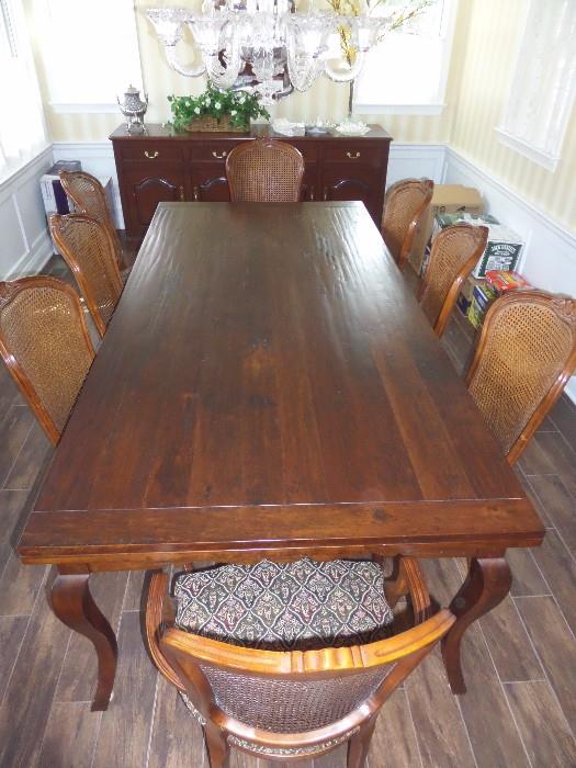 WEST VIRGINIA CHERRY TABLE IS DISTRESSED. 8 YEARS OLD AND STILL PERFECT! 2 RETRACTABLE LEAVES