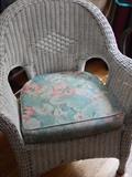 Wicker chair with cushion, vintage.