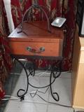 Again iron base box top table.