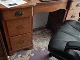 Vintage wood desk. Nice office arm chair.