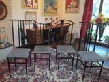 SET OF FOUR, CAST IRON, HIGH BACK CHAIRS