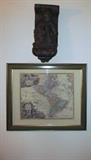 MEDIEVAL SCONCE AND FRAMED MAP