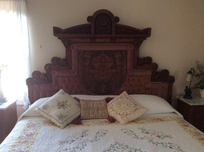 High back Victorian king head board crafted from high back antique beds