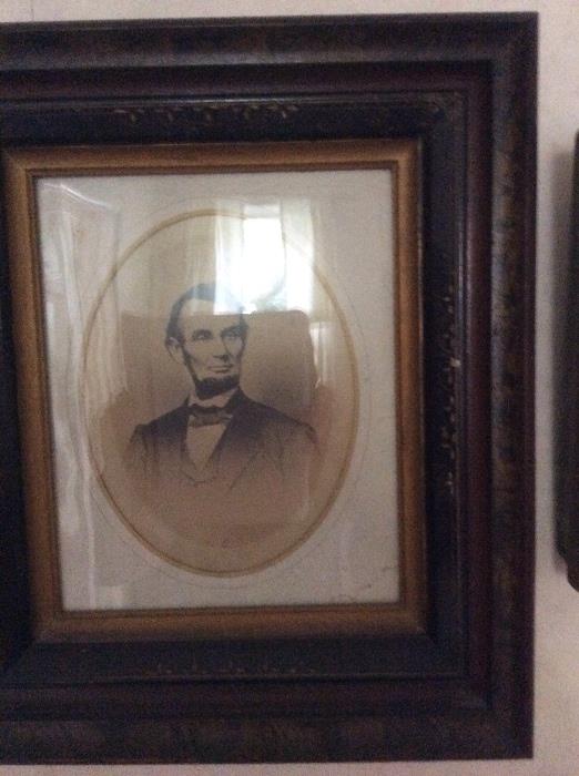 Lincoln cabinet card in shadow box frame