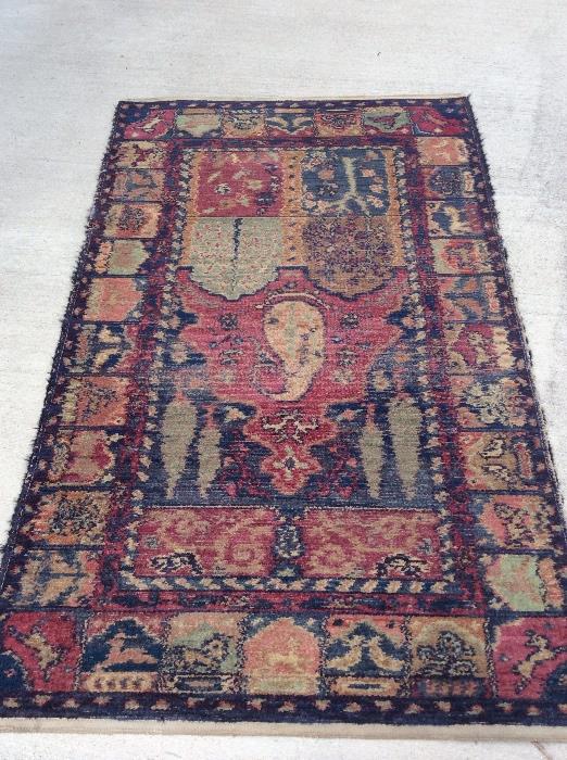 Brahmin rug labelled Mosqueprayerrug Reproduction  American made hand knotted replica from the 1940s 