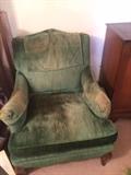 green velveteen chair