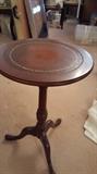 LEATHER TOP SIDE TABLE