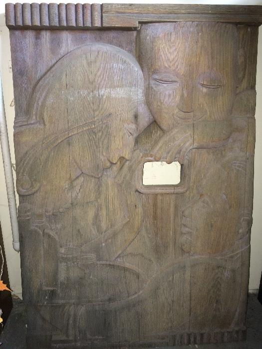 Vintage solid Oak door from Wyandotte Bar