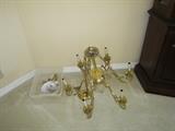 Brass and glass chandelier