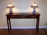Sofa Table with 2 Stained Glass Lamps