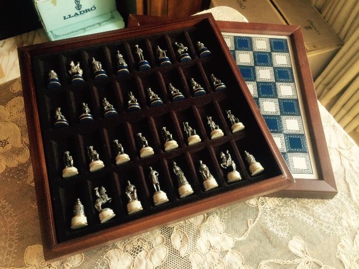 Civil War pewter chess set