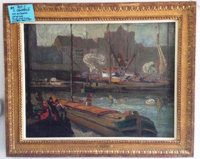 American Impressionist Artist Roy C.  Gamble Circa 1887-1972  Original Oil on Canvas
