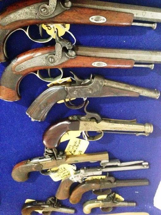 pair French dueling pistols, a solid collection old pistols