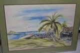 Bob Rogers, watercolor Hawaiian beach scene.