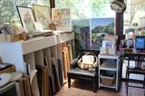 Art storage racks, frames, glass, mattes, tin tea cart, art magazines, piano magazines, sheet music, owners artwork.