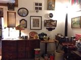 It's hard to see - but in the corner is one of two street lights. More great art and antiques.