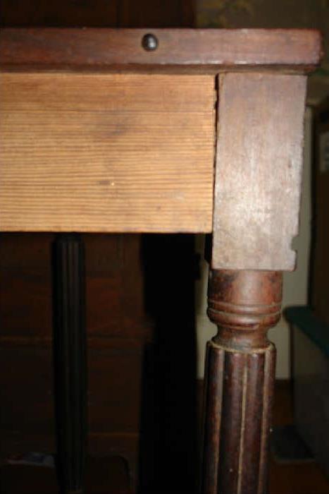 Detail showing pine secondary wood