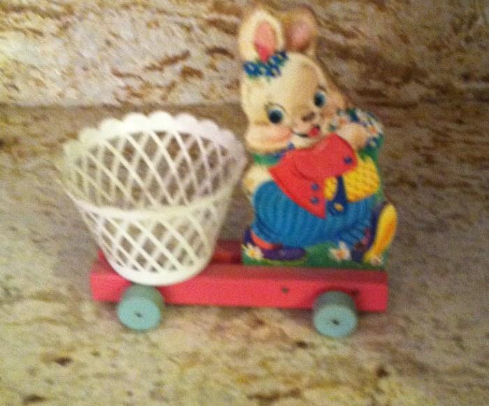 antique wood Easter basket