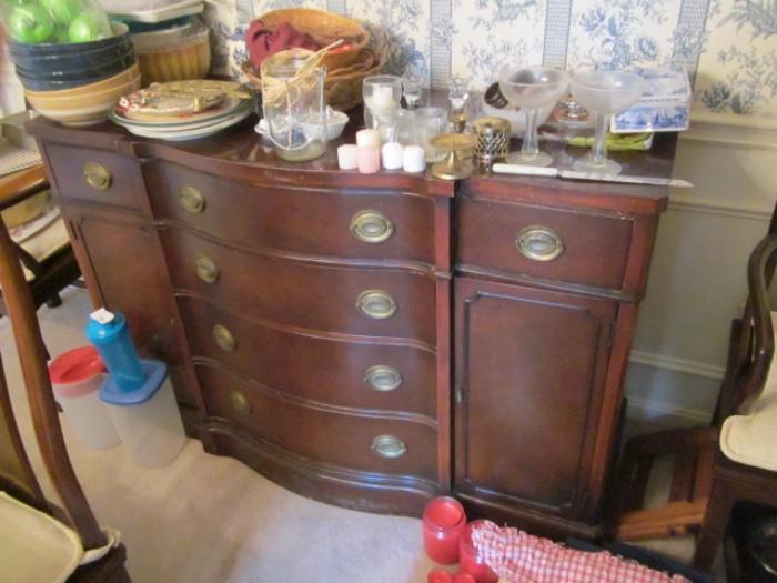 40's mahogany sideboard and other items.