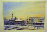 Lois Tool Watercolor Downtown Chagrin Falls at Christmas