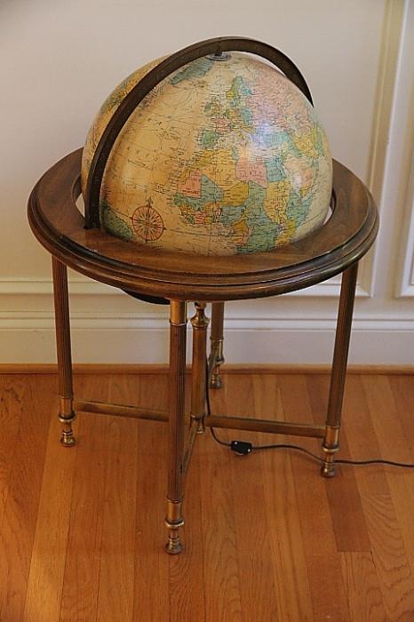vintage National Geographic illuminated globe stand
