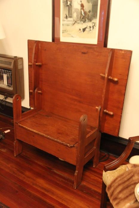 antique table converts into a bench