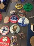 Assorted vintage buttons and pins