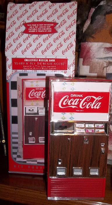 coke vending machine bank and music box