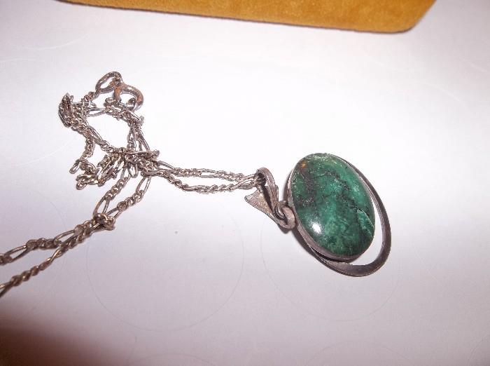 sterling silver and turquoise pendant
