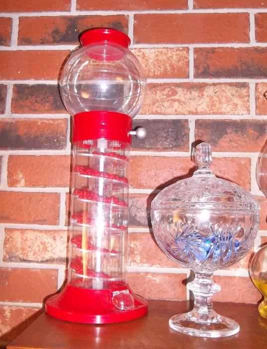 Gumball machine and pedestal candy dish